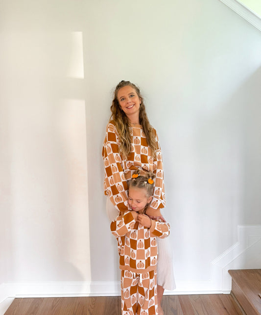 Adult Checkered Pumpkin Sweater