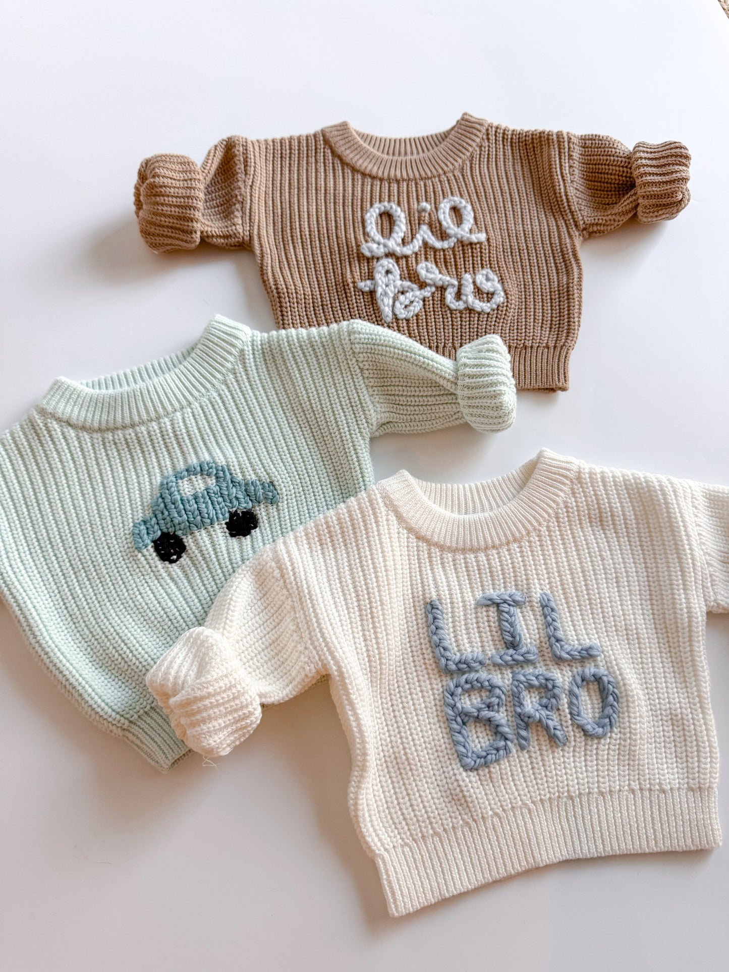 LIL BRO sweater with baby blue embroidery 0-3m