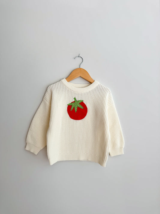 Appliqué Tomato Sweater