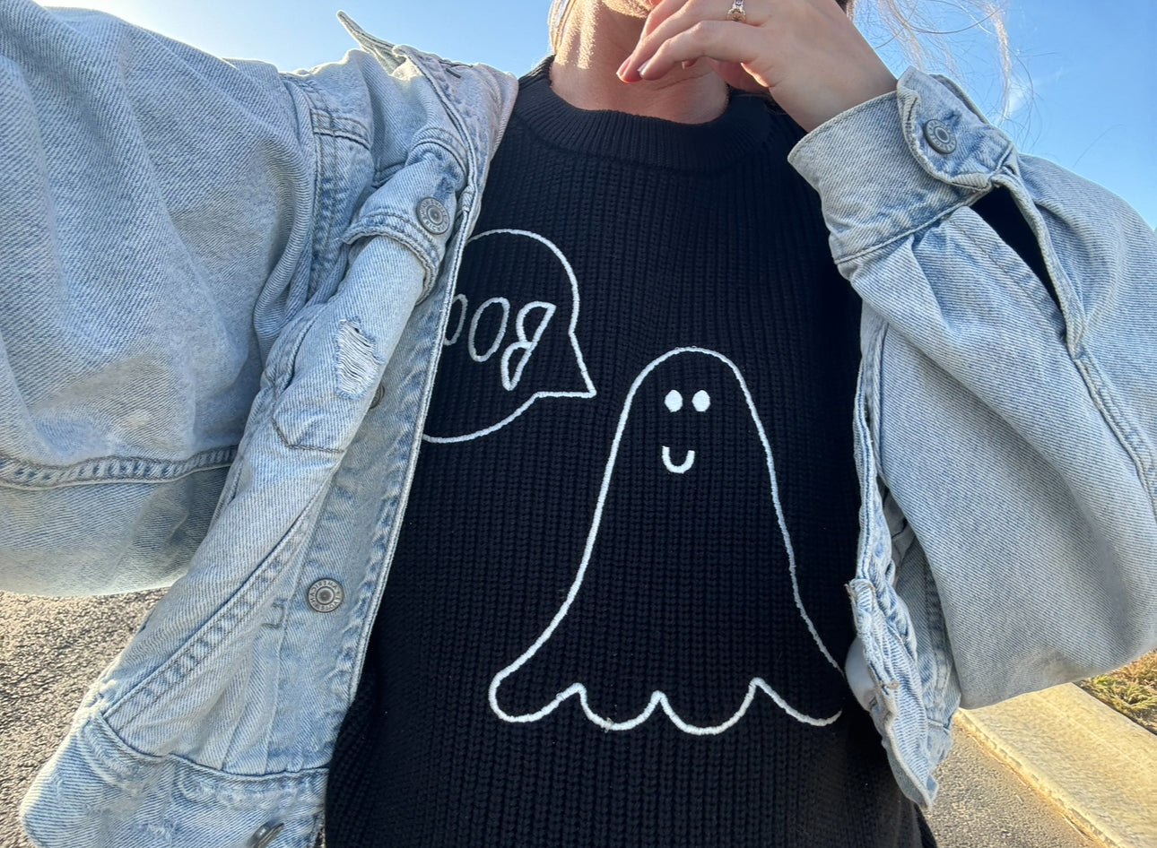 GLOW Ghost BOO Sweater
