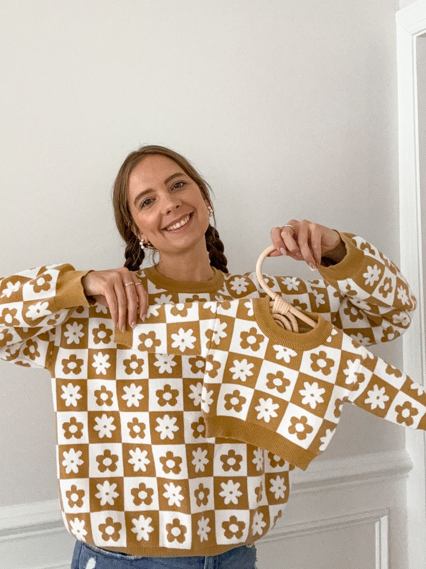 Checkered Daisy Sweater