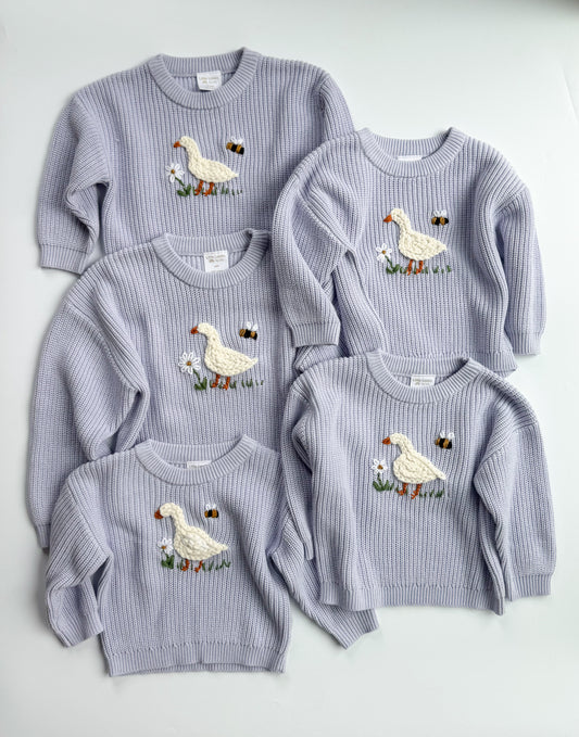 Spring Goose periwinkle sweater