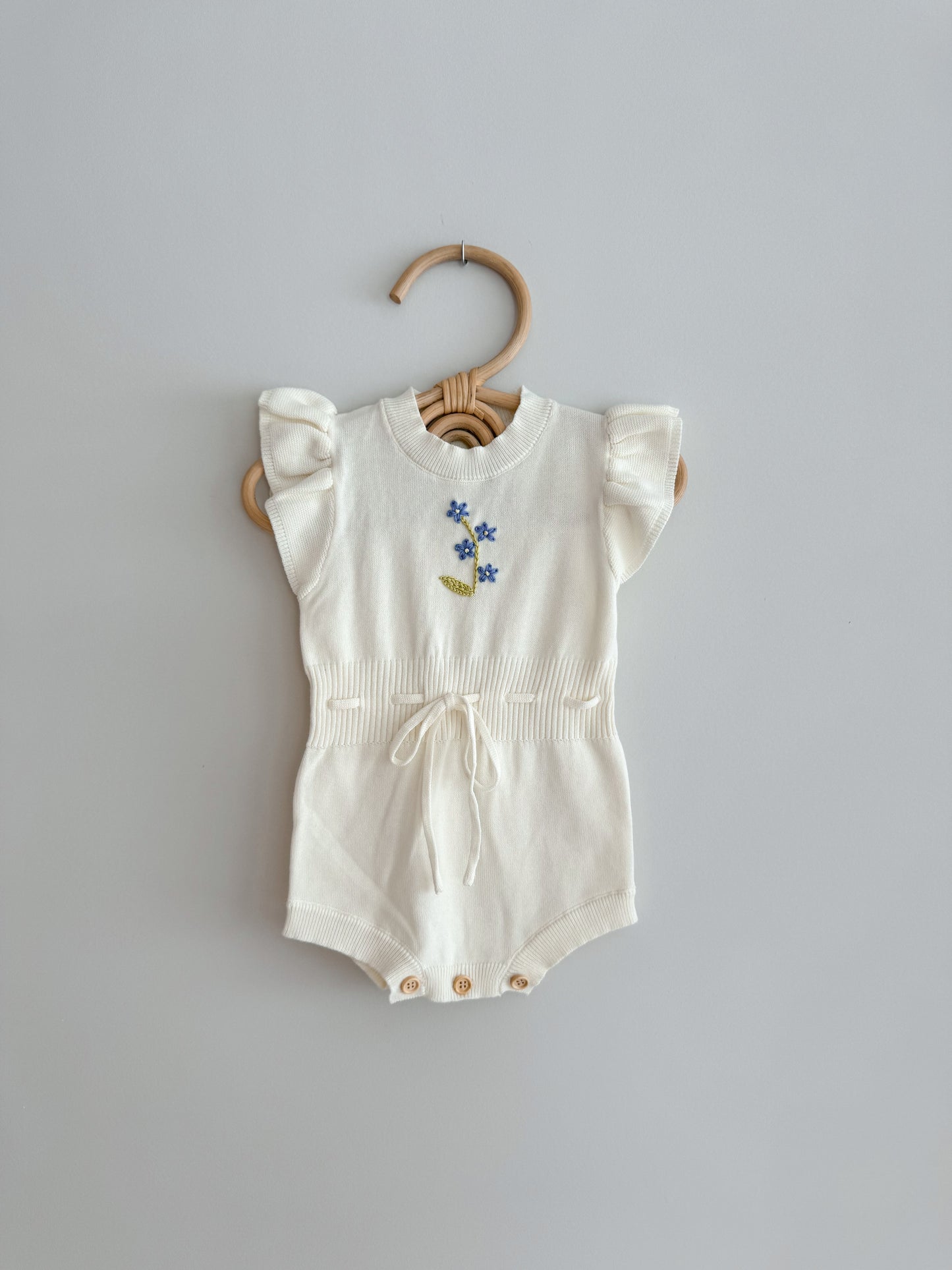 Coconut Ruffle sleeve Romper