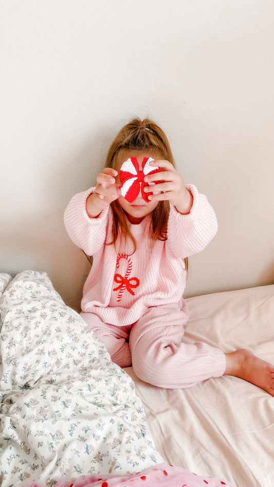 Crocheted Candy Cane Clip