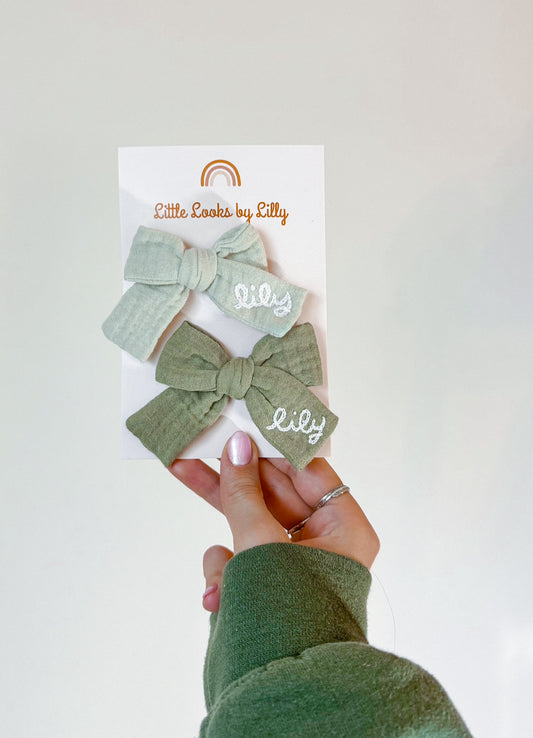 Custom Linen Bow Clip