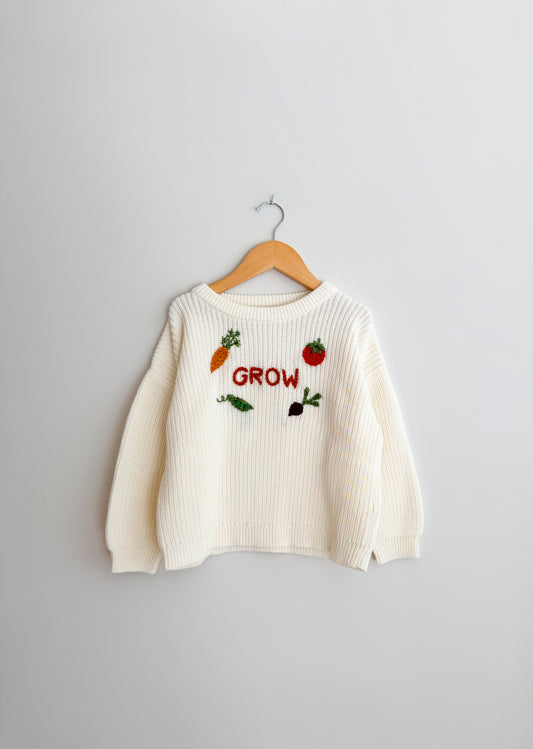 Grow Veggie Sweater in Cream