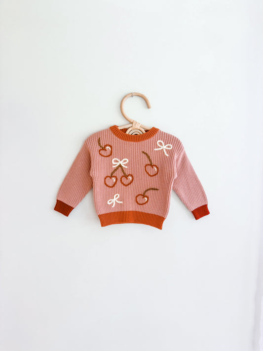 Cherry Bow Sweater 3-6m
