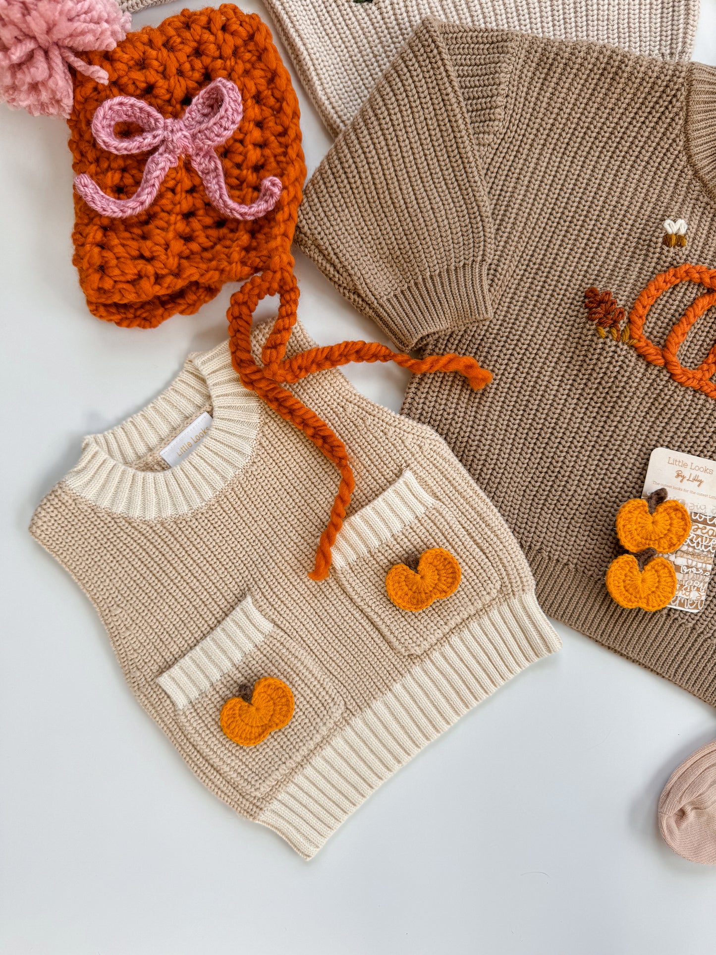 Crocheted Pumpkin Clips (2)