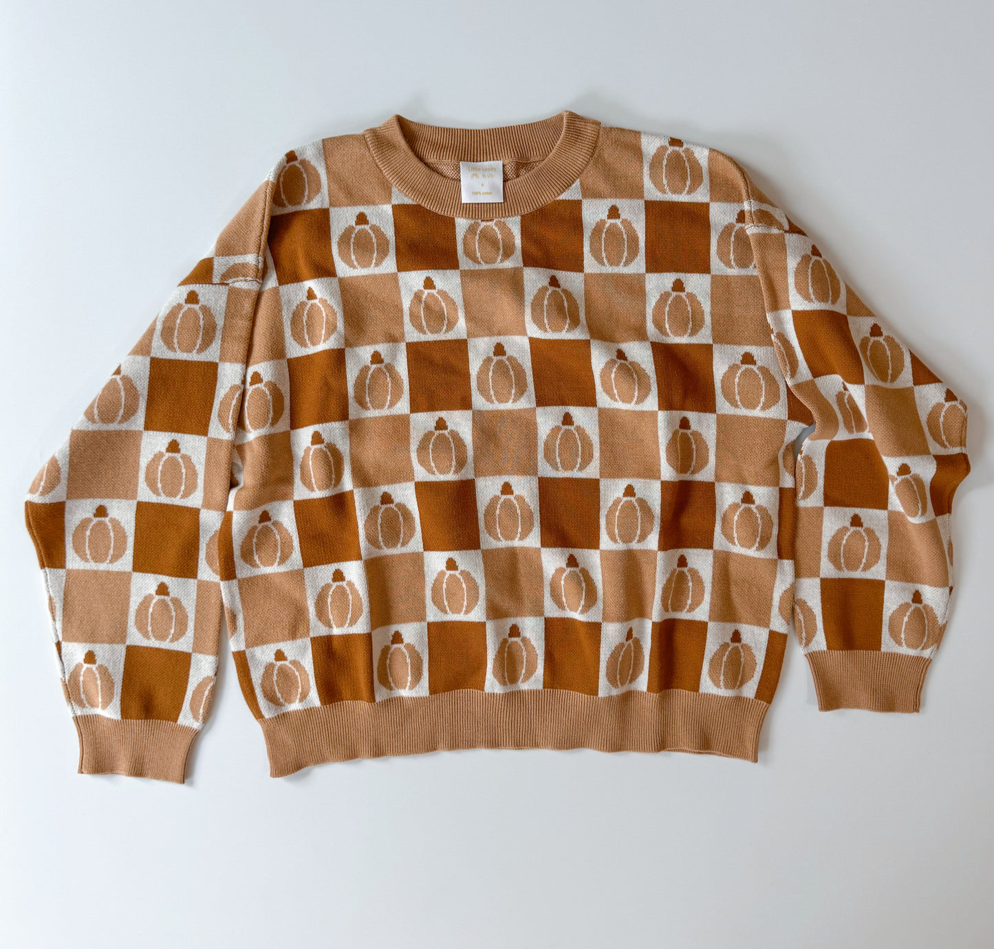 Adult Checkered Pumpkin Sweater