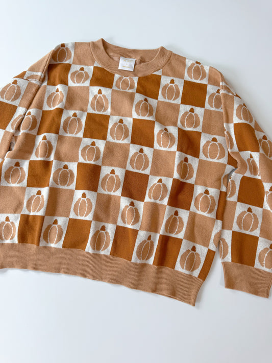 Adult Checkered Pumpkin Sweater