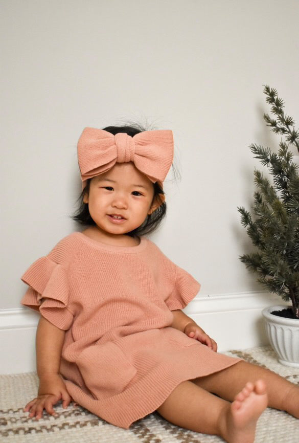 Coral Ruffle Sleeve Dress