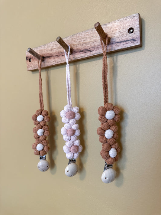 Crocheted Flower Pacifier Clip
