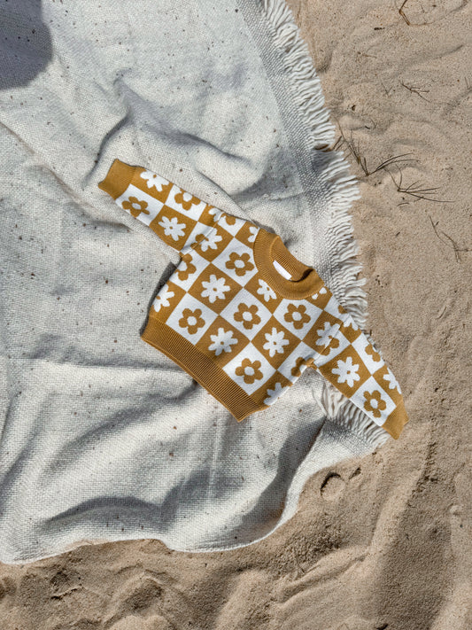 Checkered Daisy Sweater