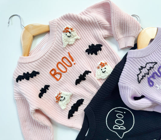 Boo Ghost Bat Sweater