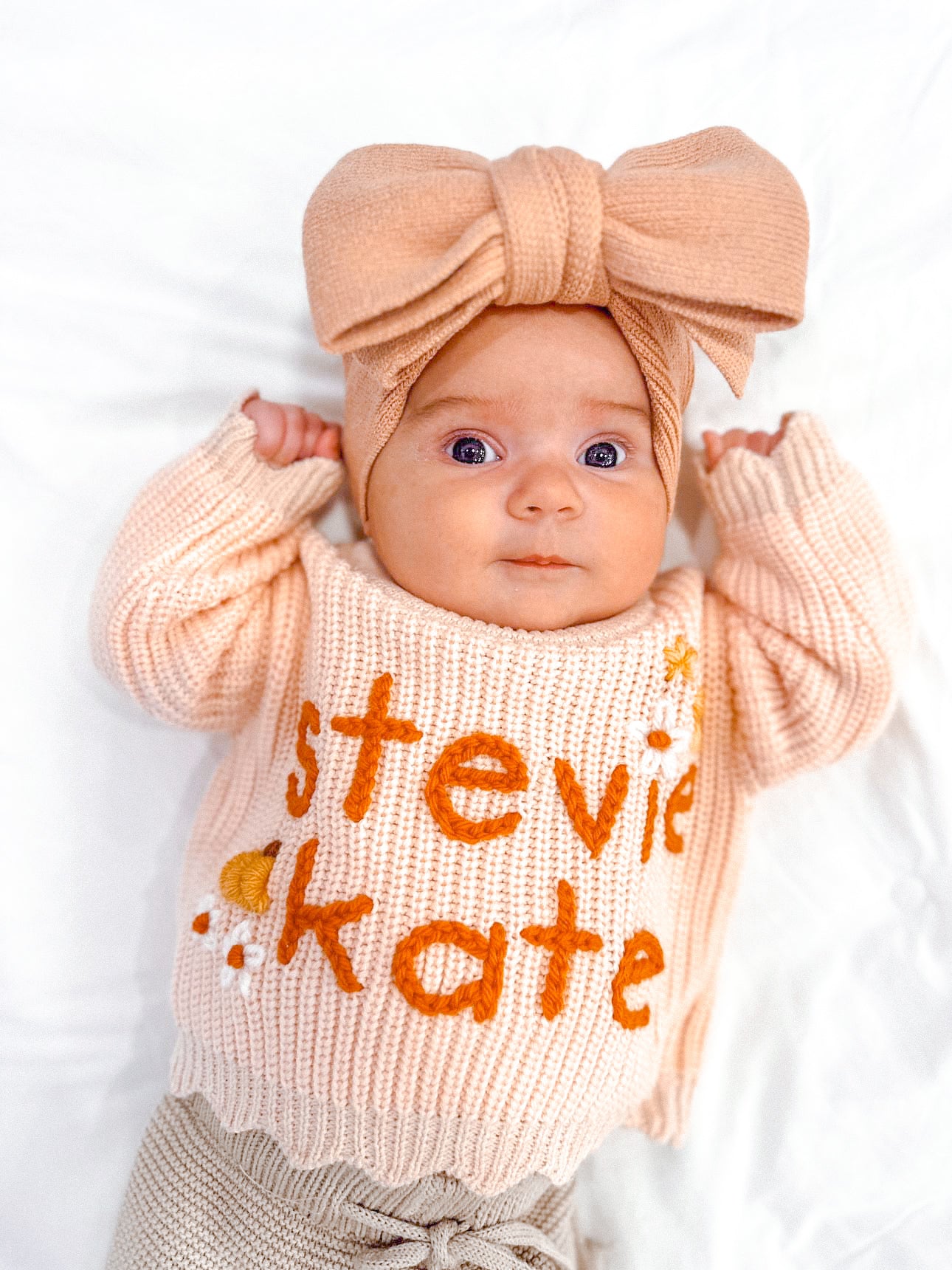 Knit Bow Headband: Coral