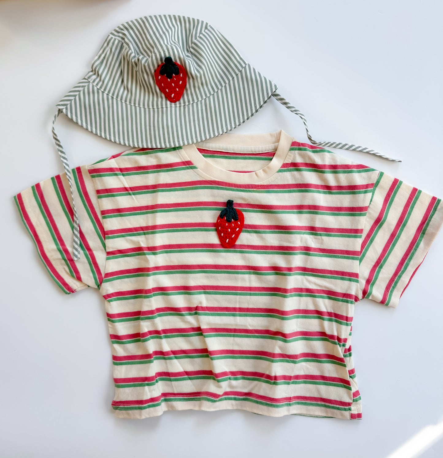 Strawberry Boxy Striped Shirt