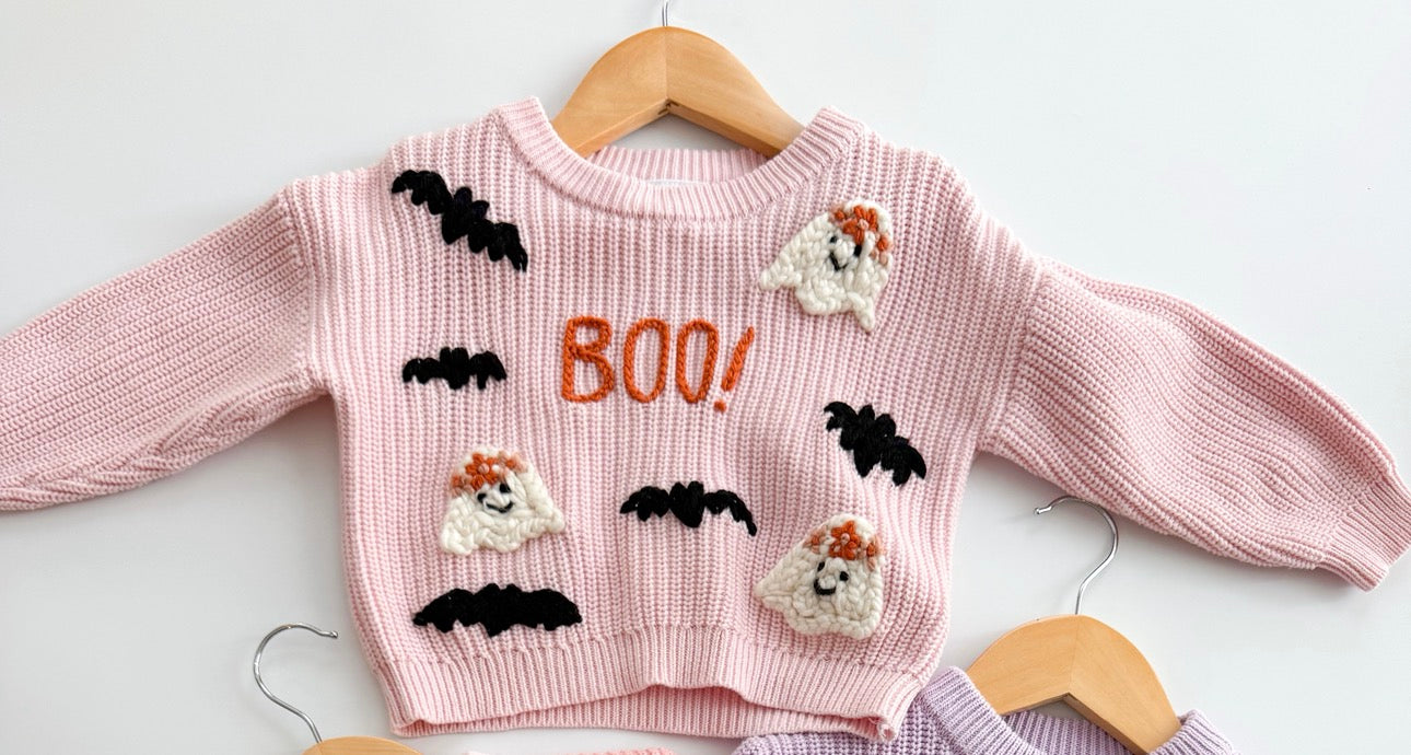 Boo Bat Pink Sweater 6-12m