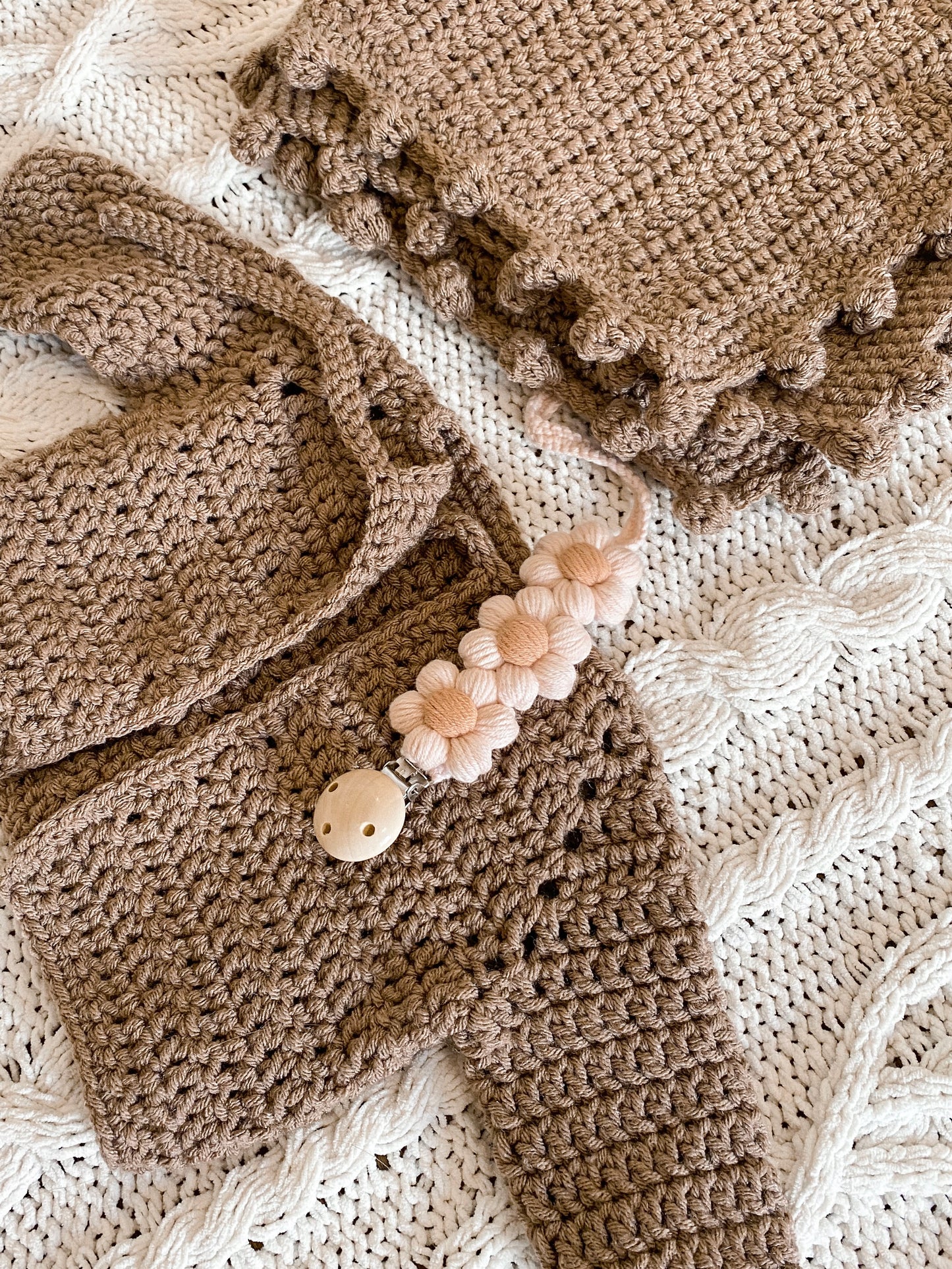 Crocheted Flower Pacifier Clip
