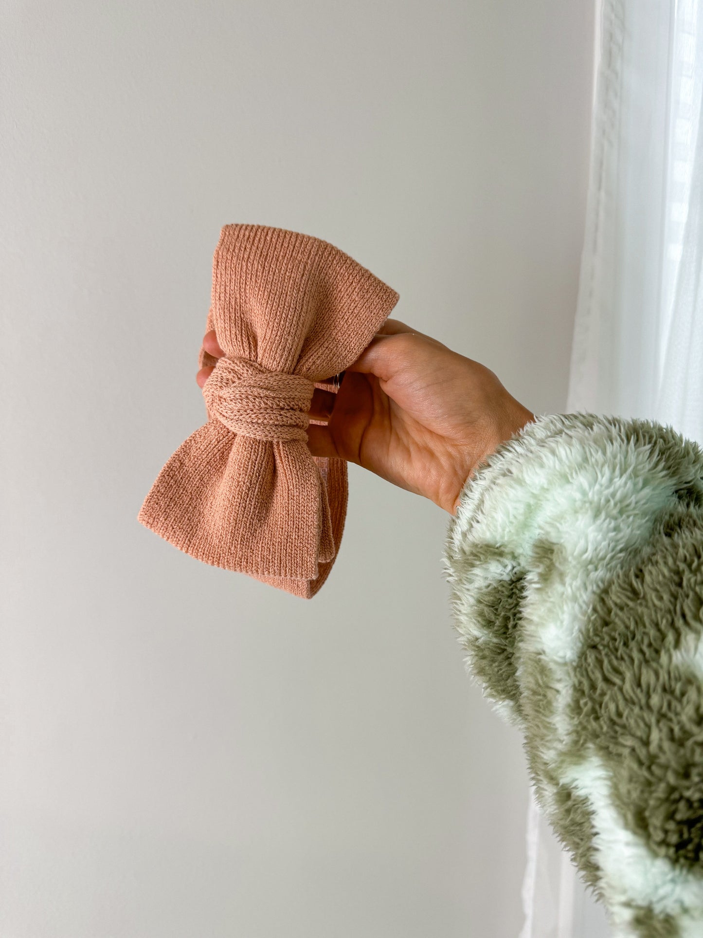Custom Knit Bow Headband: Coral