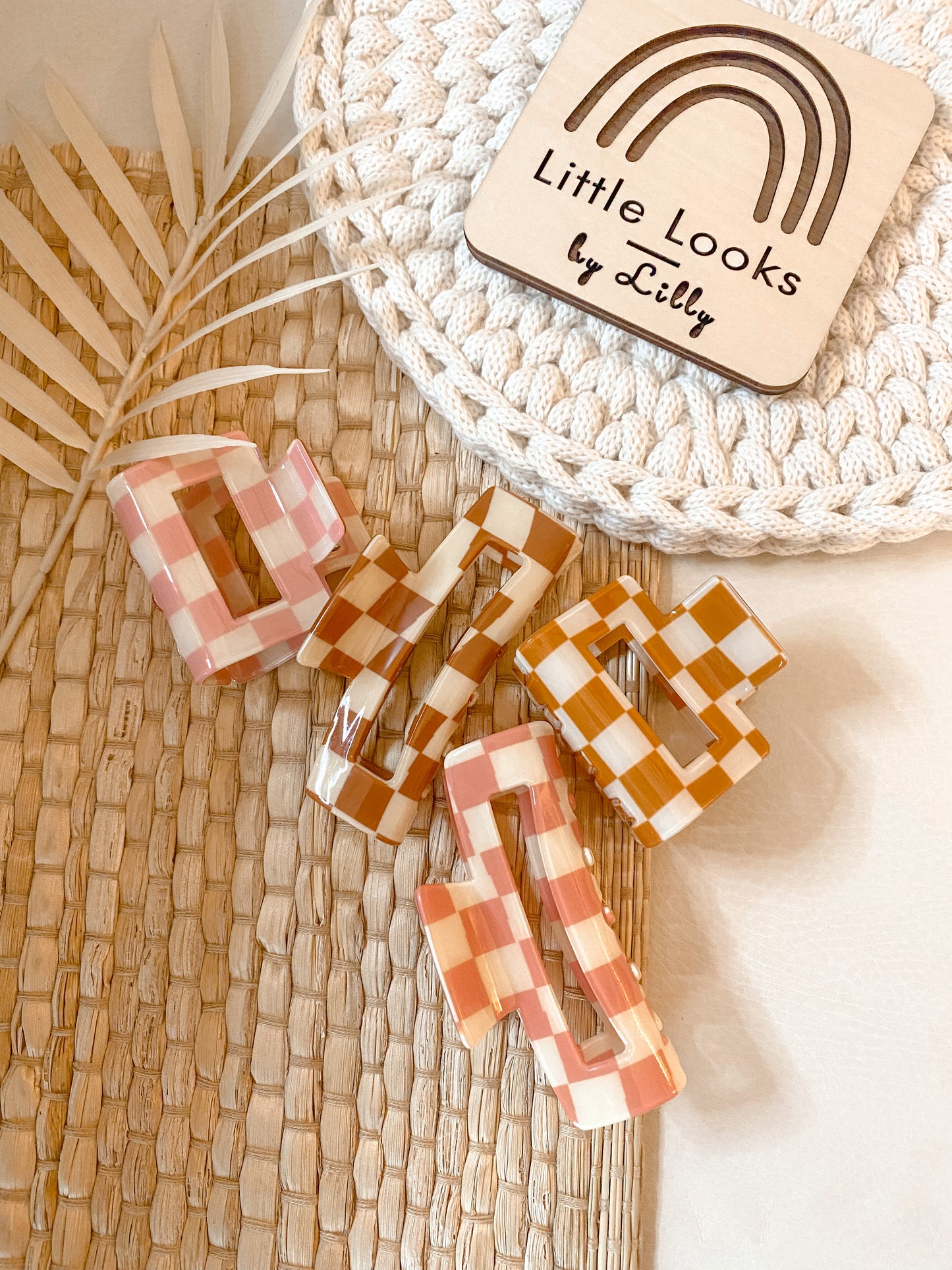 Gingham claw clip