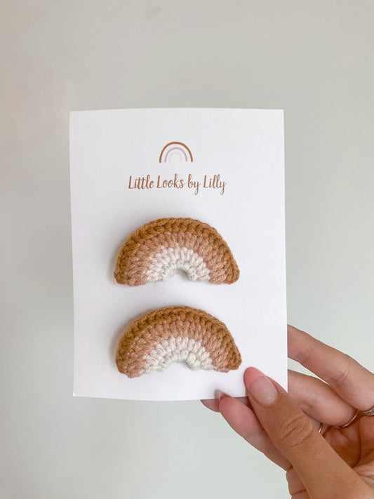 Crocheted Rainbow clip