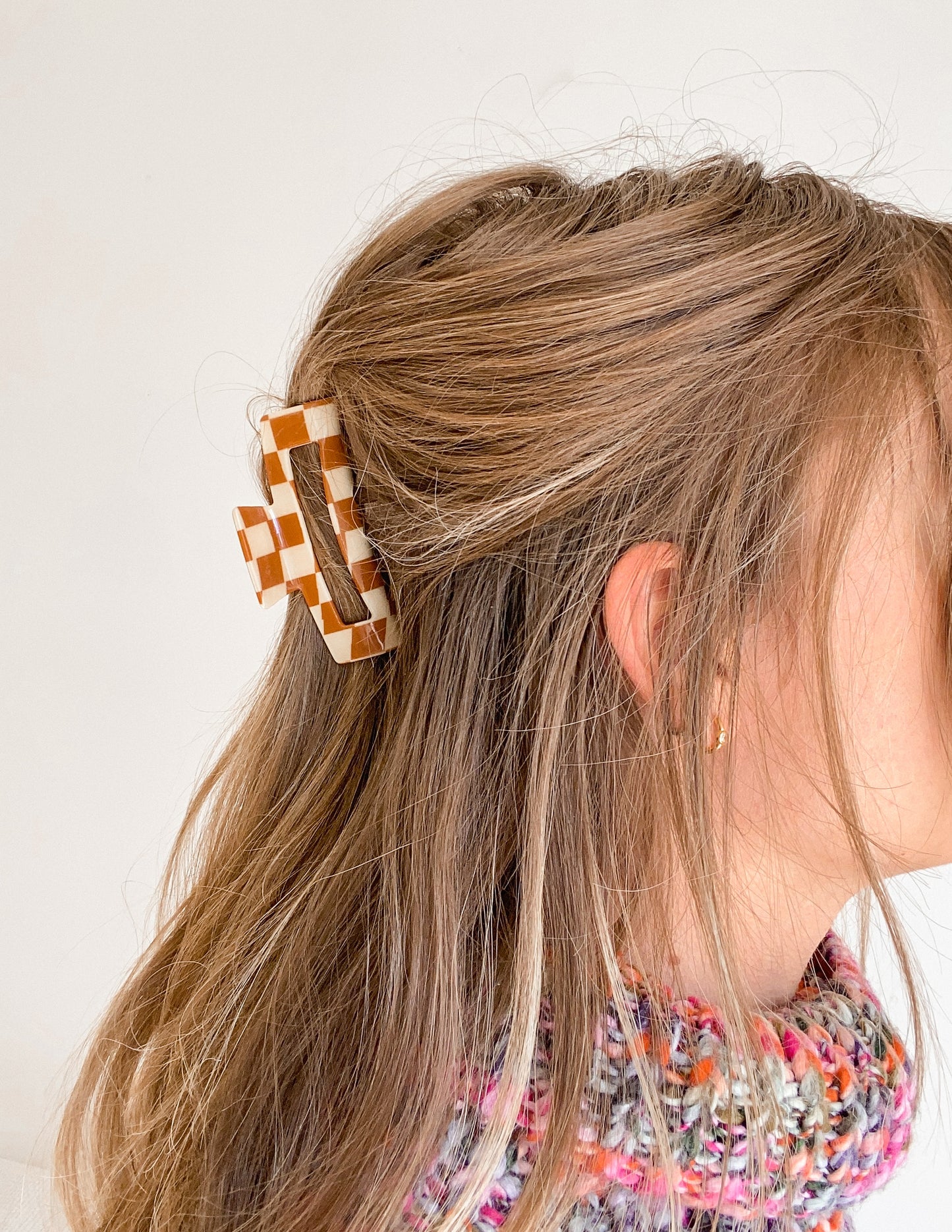 Gingham claw clip