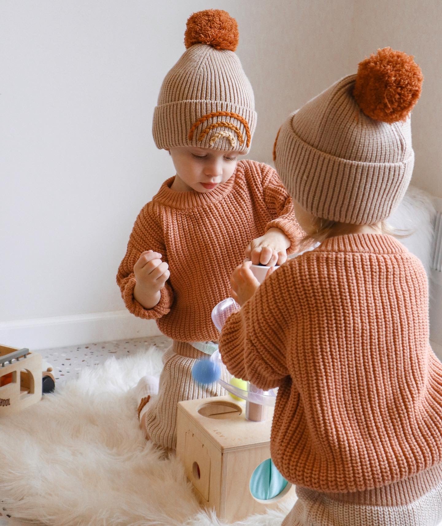 Toddler Pom Rainbow Hat