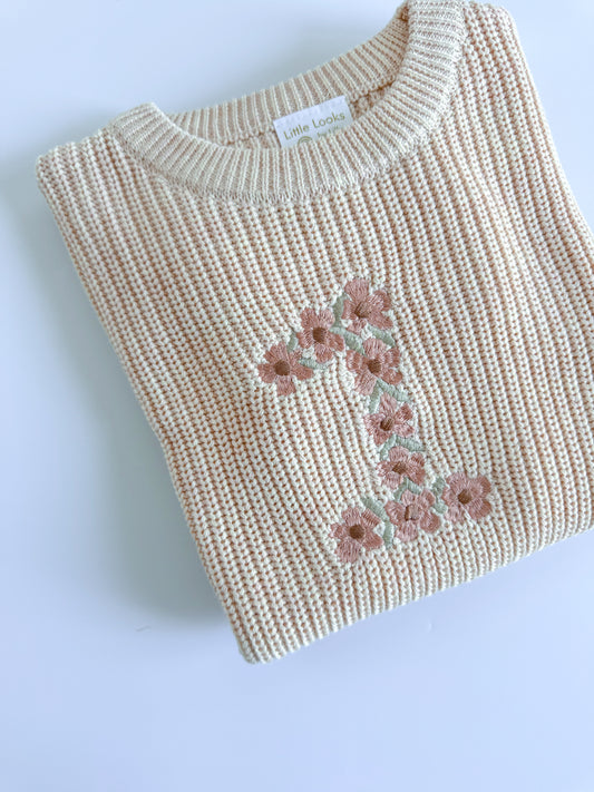 Floral “1” Sweater