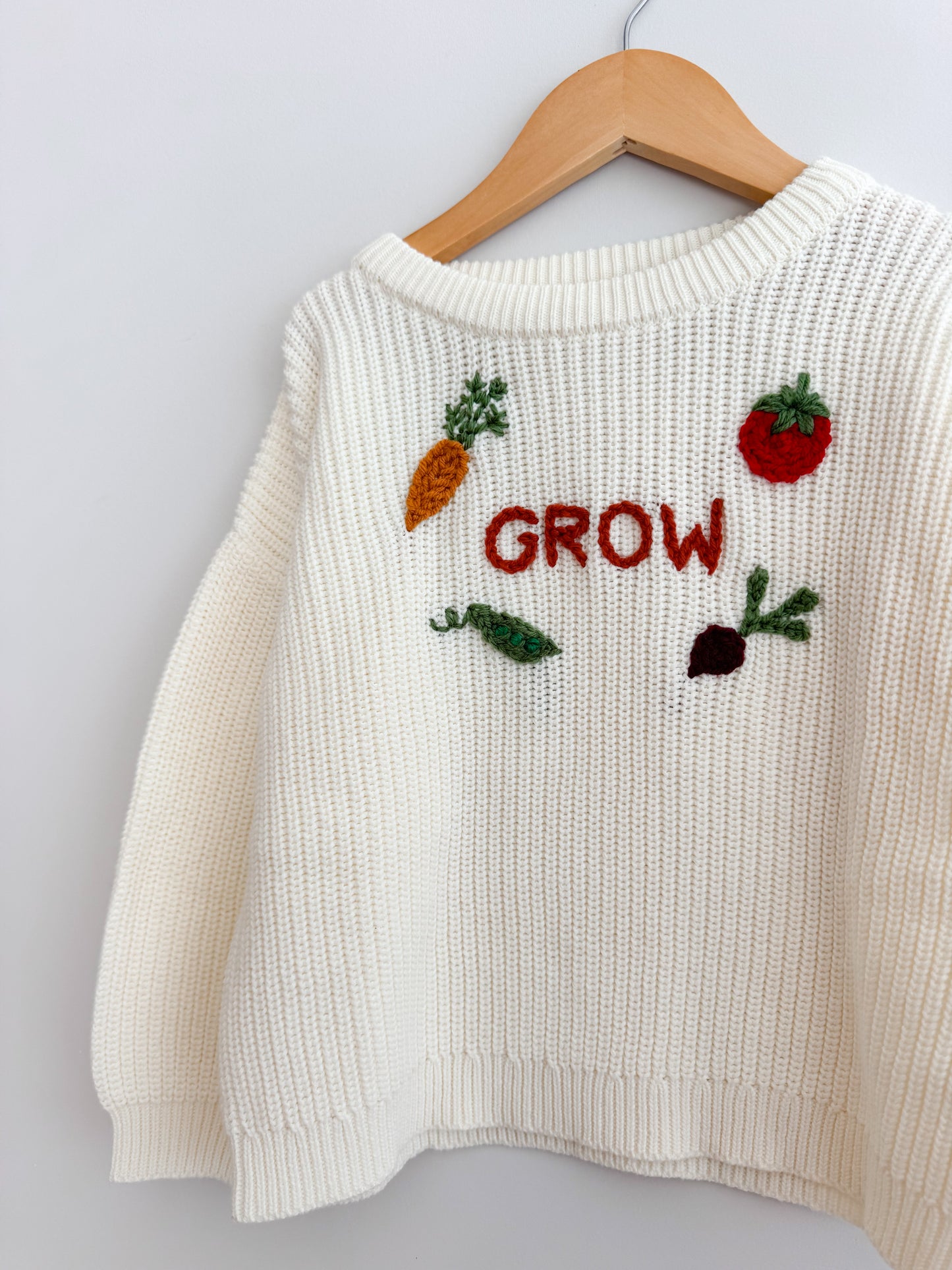 Grow Veggie Sweater in Cream