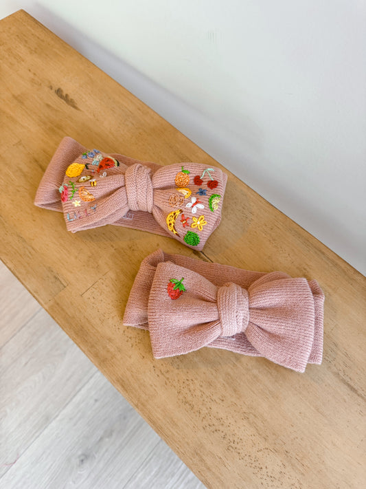 Custom Knit Bow Headband: Coral