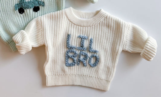 LIL BRO sweater with baby blue embroidery 0-3m