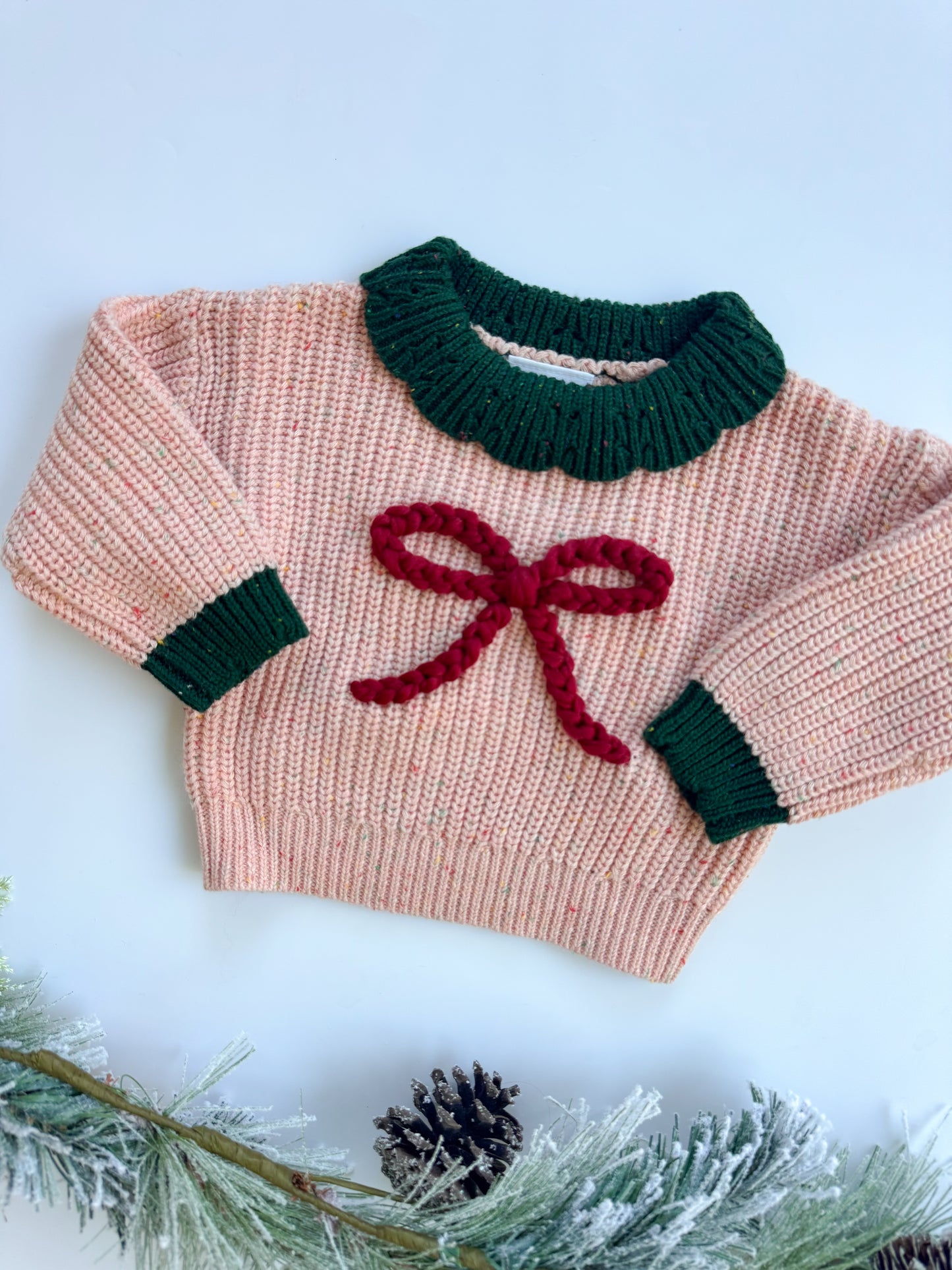 Ruffle collar Bow Sweater