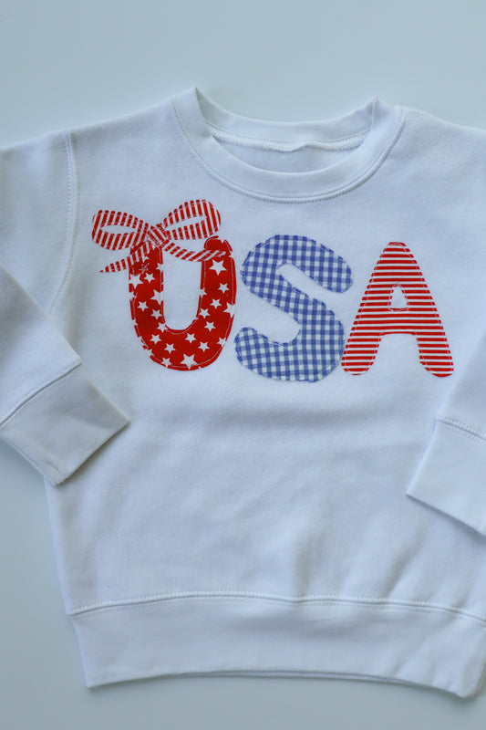 USA Bow White Sweatshirt