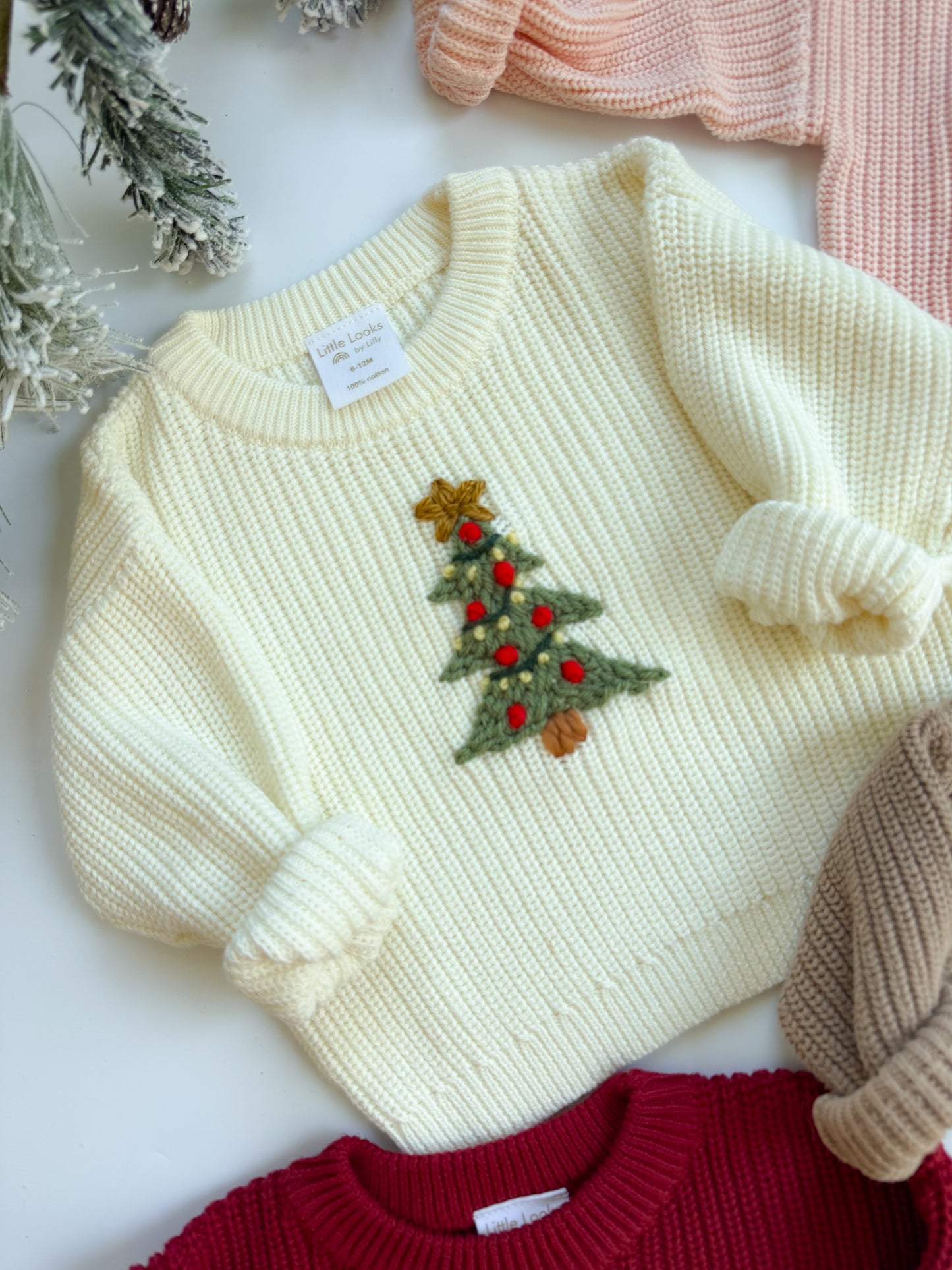 Cream Christmas Tree Sweater