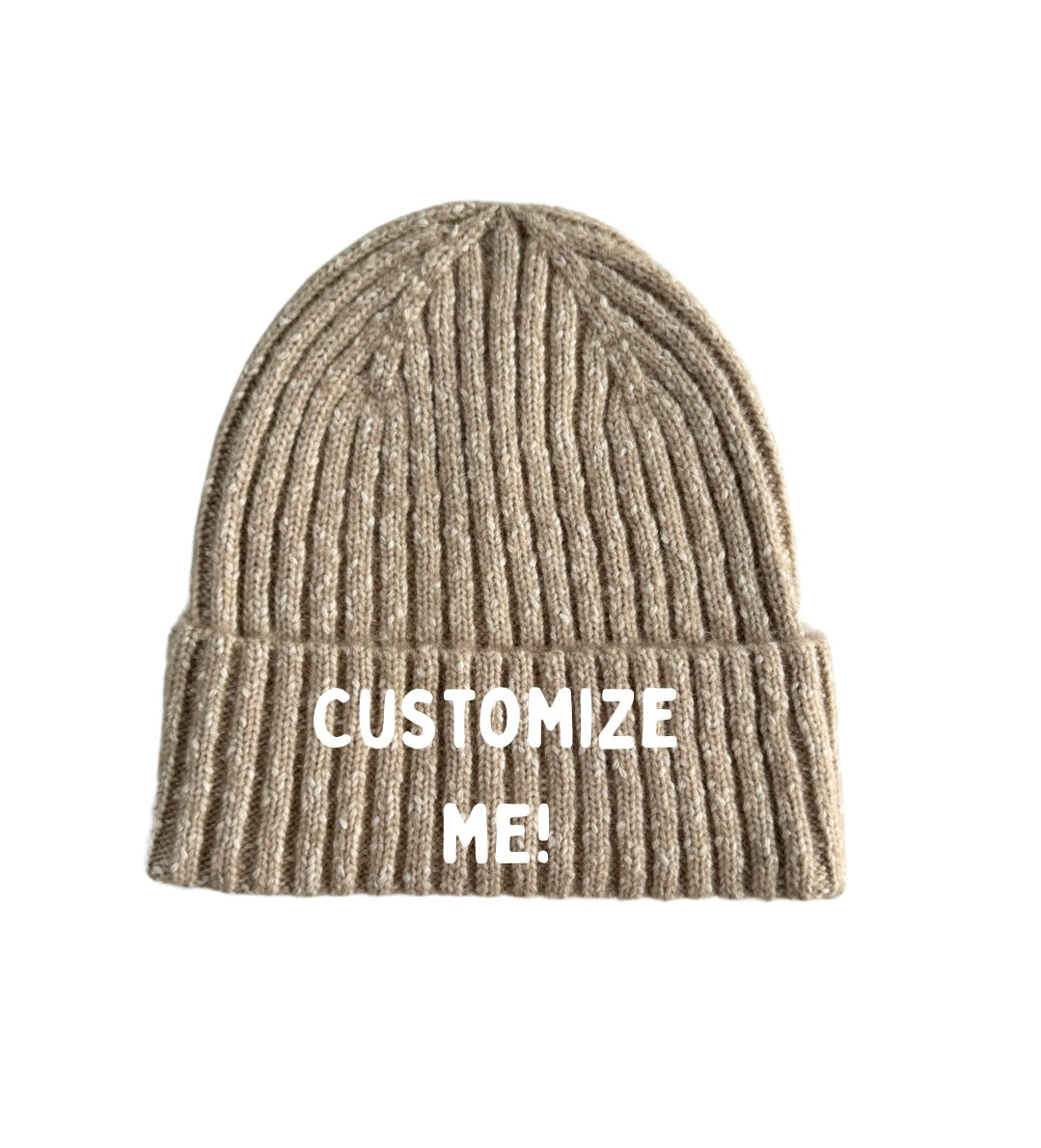 Custom Adult Beanie: Taupe Speckle