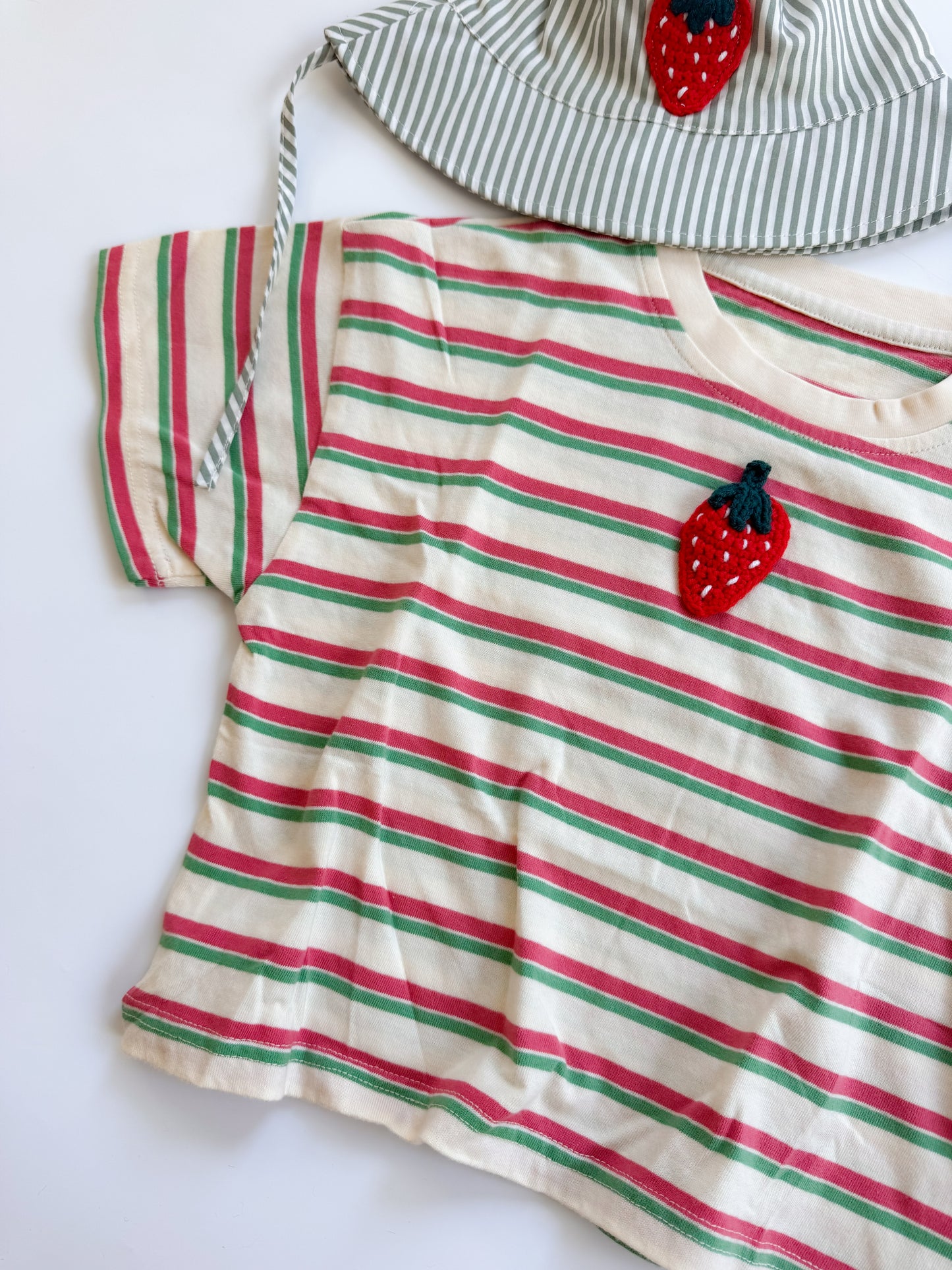 Strawberry Boxy Striped Shirt