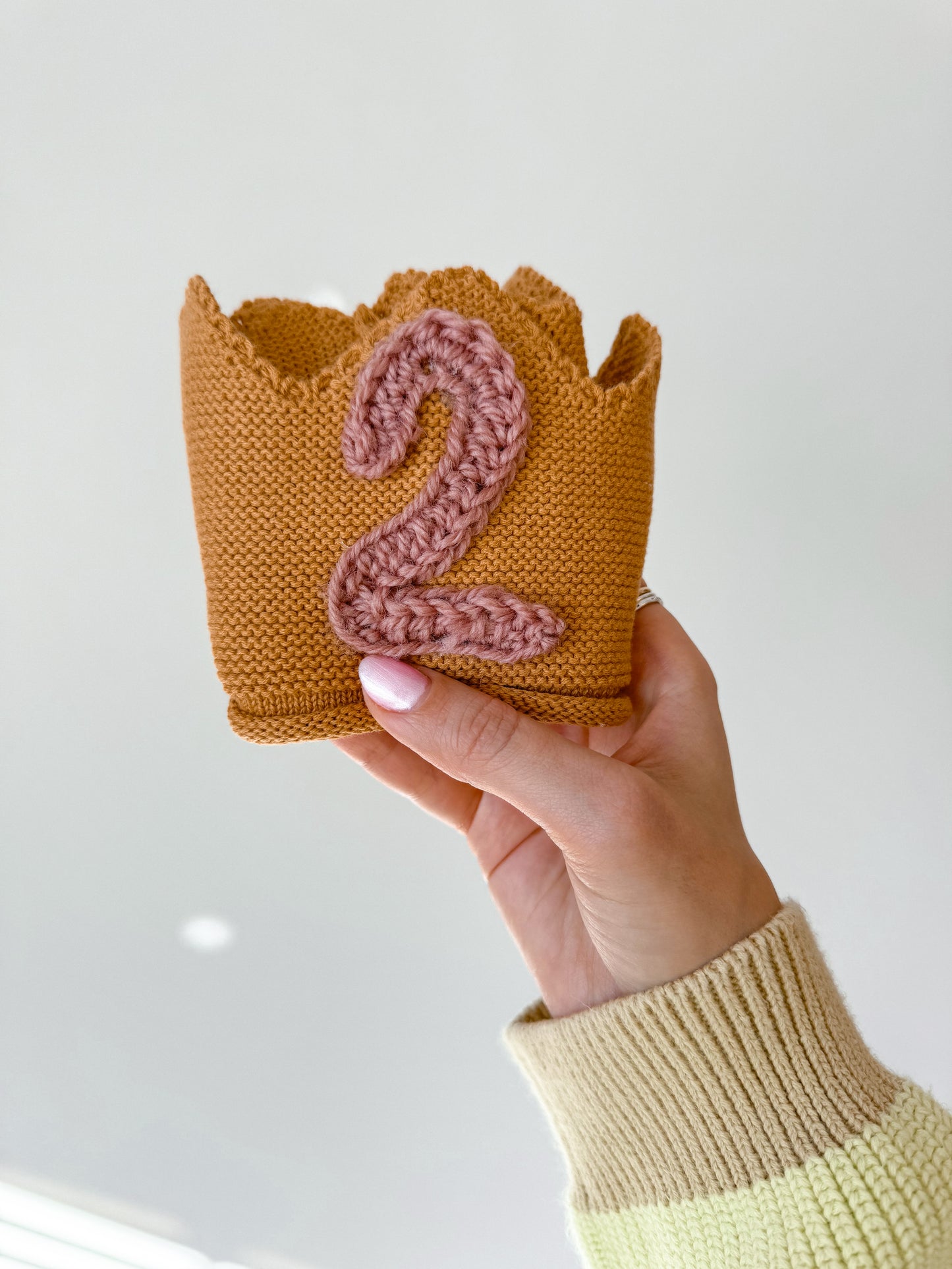 Birthday Crown with crochet appliqué