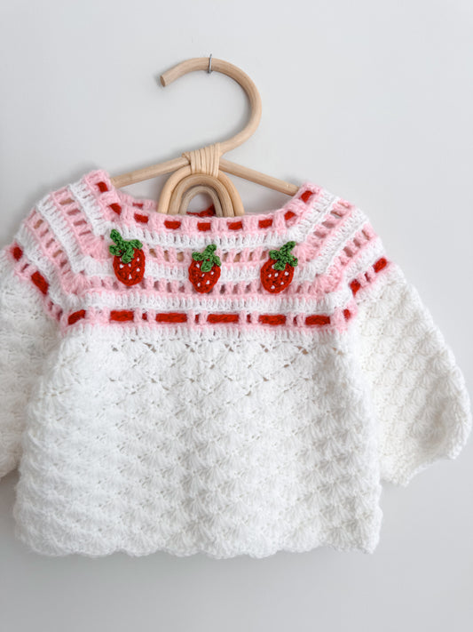 Crocheted Strawberry Sweater 2T