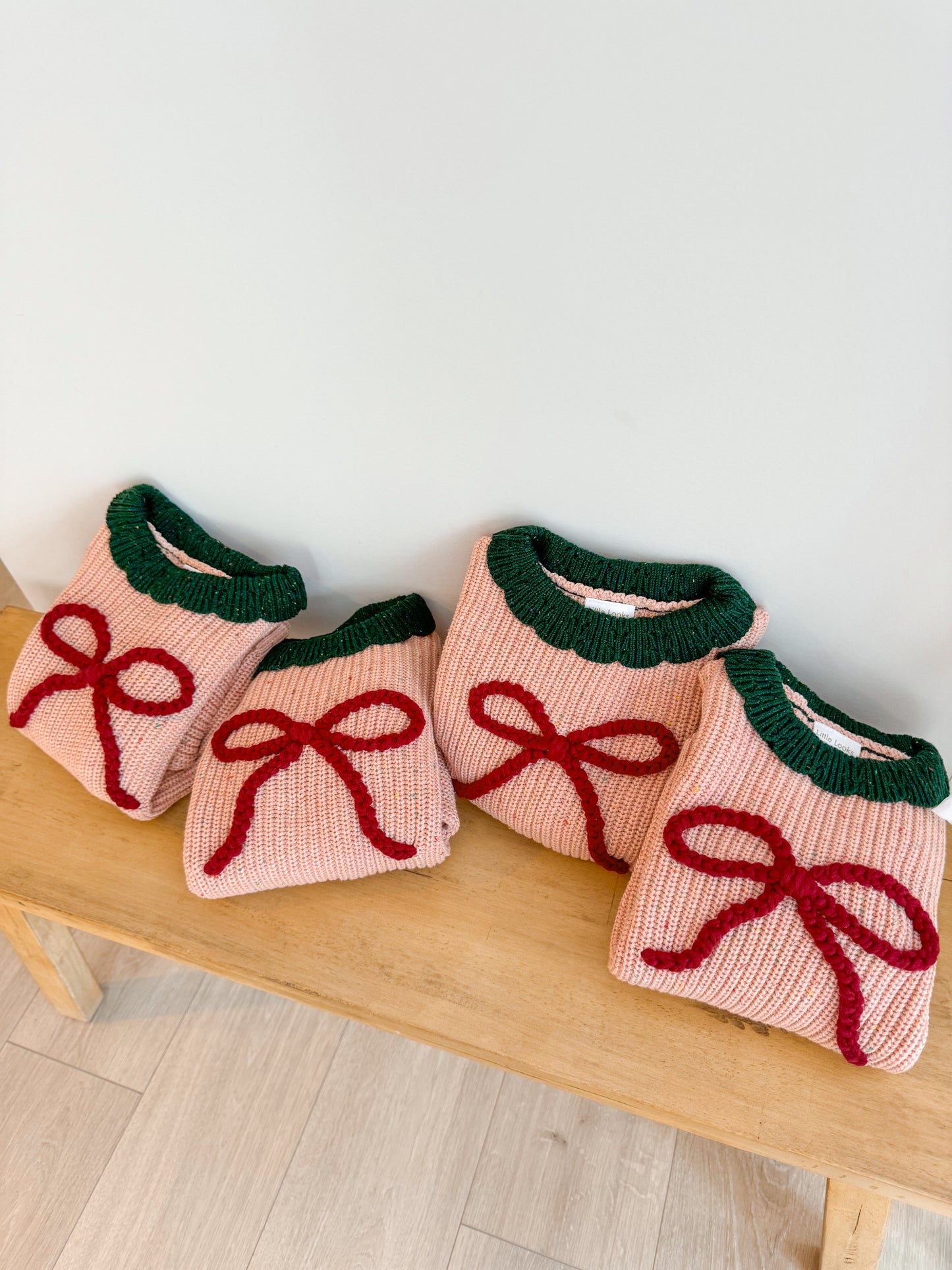 Premade Strawberry Sprinkle Bow Sweater