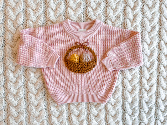 Easter Basket Sweater 6-12m Pink