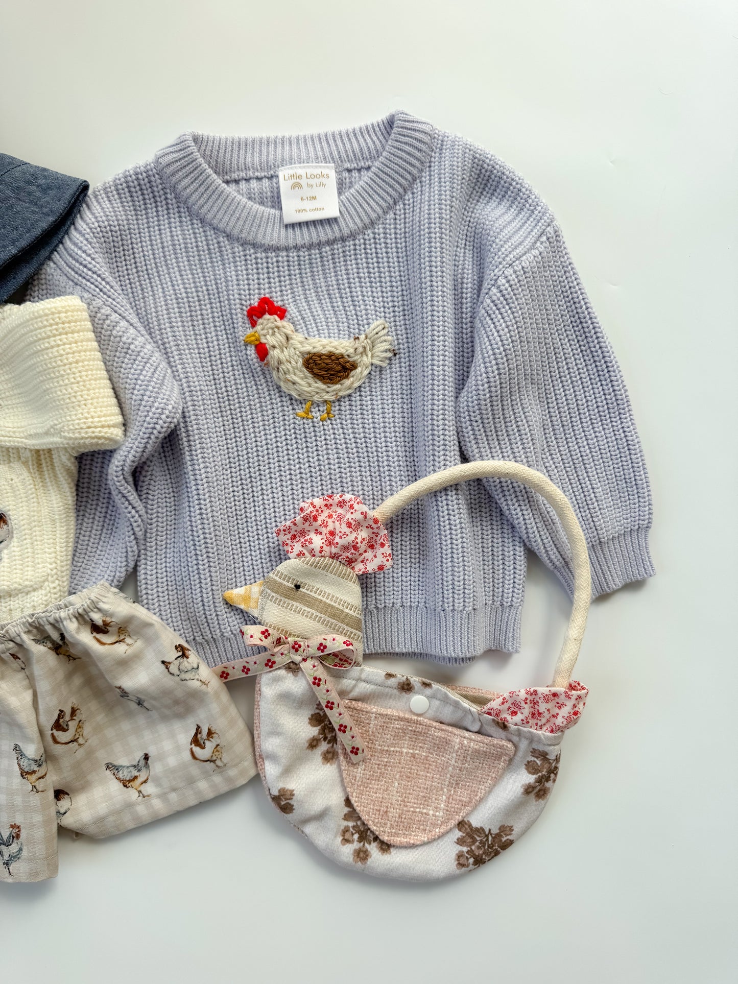 Chicken periwinkle sweater