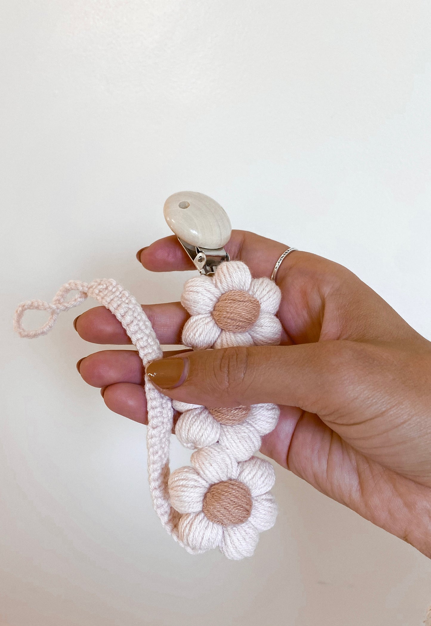 Crocheted Flower Pacifier Clip