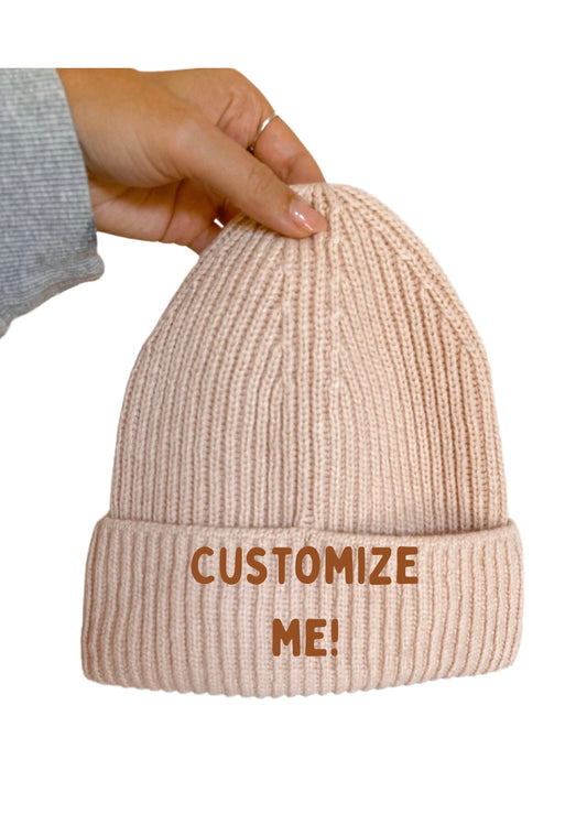 Custom Adult Beanie: Pale Pink