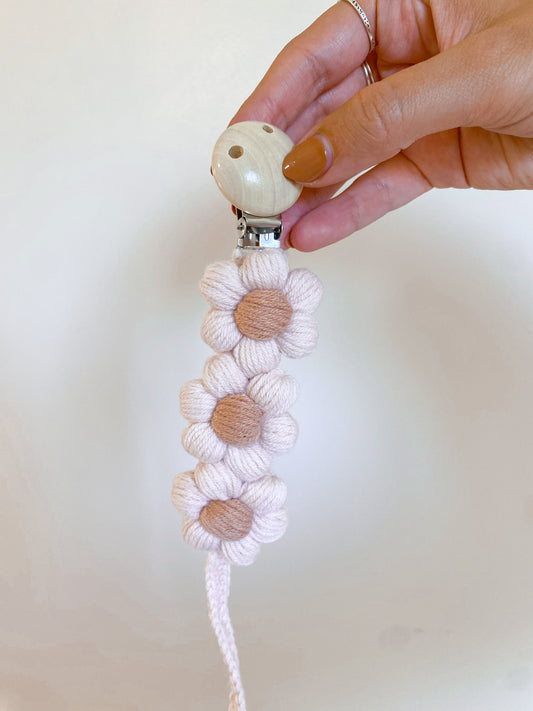 Crocheted Flower Pacifier Clip