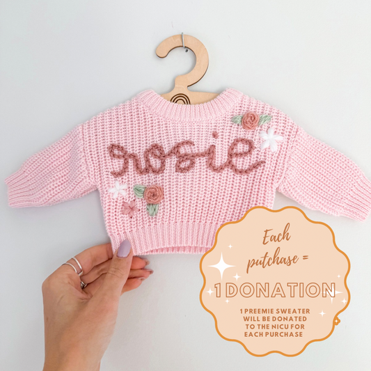 Custom Preemie Sweater: Lilly Pink