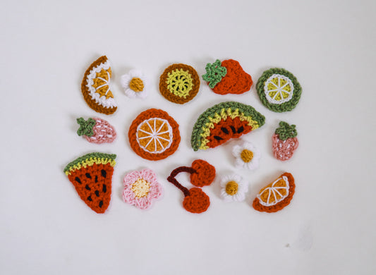 Hand crocheted fruit clips